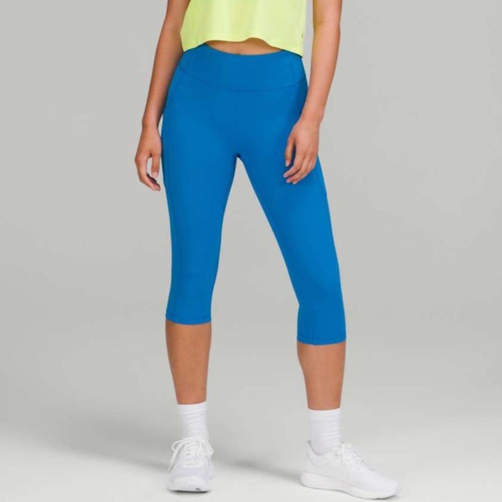 Lululemon Invigorate High-Rise Cropped Leggings Capris, Poolside Blue Sz 4